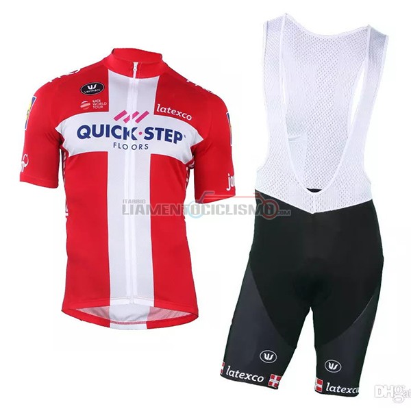 2018 2019 Abbigliamento Ciclismo Quick Step Floors Campione Danimarca Manica Corta 2018